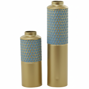 Vases à fleurs en métal plaqué or au design moderne Décorations de vases de sol créatifs faits à la main Vase de qualité exclusive de différentes tailles - Product Image 1