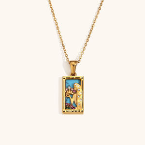 Exquisito Collar con Colgante de Diseño de Goteo para Mujer, Colección de Cartas del <span class=keywords><strong>Tarot</strong></span> Cuadradas - Product Image 5