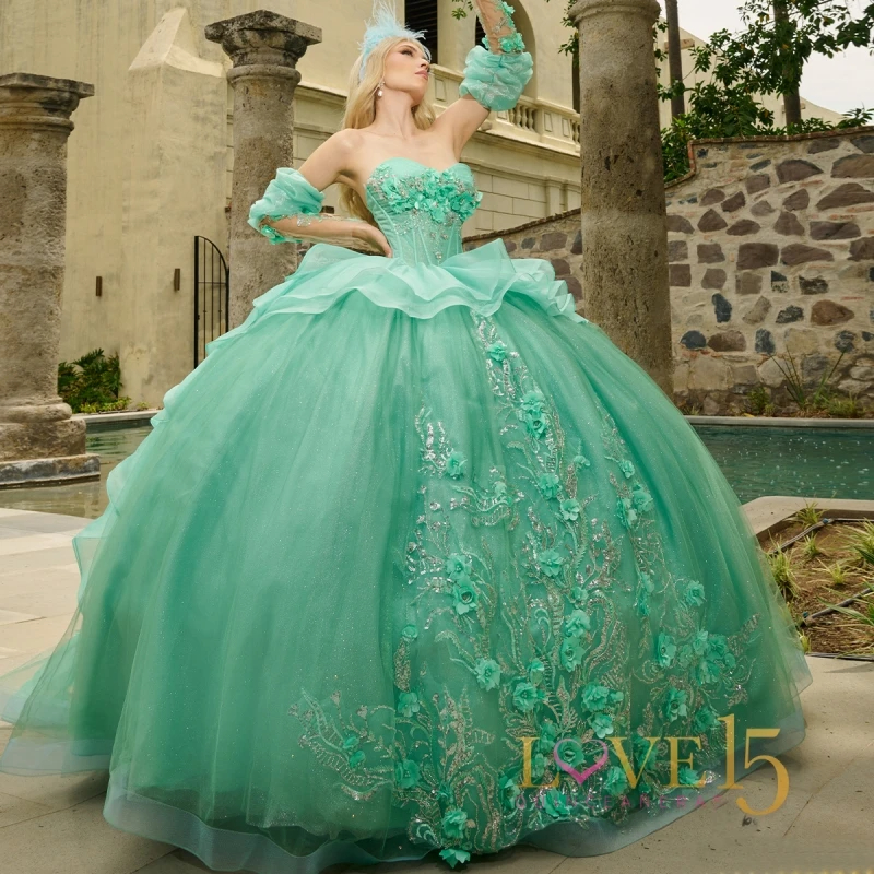 Xv Años Quinceanera Mint Green Dresses Elegant Light Green - Main Image