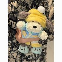 Peluche personnalisée pour chien avec chapeau, tenue bleue et détails de pattes – Cadeau animalier OEM/ODM pour enfants – Importateurs de vente en ligne