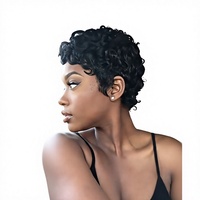 Perruque 100% Cheveux Humains Naturels Sans Lacet, Style Court, Lavable en Machine et Teintable