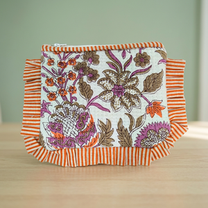 Bolso Tote Plegable Mini de Cuero con Diseño Vibrante de Pata de Gallo y Asa de Cuerda - PNM Hecho en el Extranjero Delhi Naranja Púrpura Accesorio Diario Sostenible - Product Image 2
