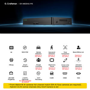 GR-N8025H2-P16 G.Craftsman Enregistreur vidéo réseau (<span class=keywords><strong>NVR</strong></span>) 25 canaux 4K H.265 avec 16 ports PoE, reconnaissance faciale et détection IA intelligente, application HiEasy VMS - Product Image 3