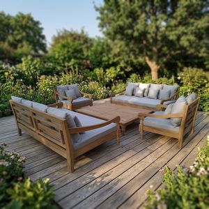Modern Design Teak Wood Garden Indonesia Manufacturer Supplier Exporter Patio Outdoor Furniture <b>Sofa</b> <b>Sets</b> For Hotel Villa - Product Image 3