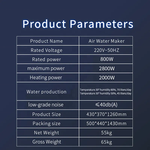 홈 오피스 및 오프 그리드 사용을 위해 공기를 식수로 변환하는 펌프가있는 70L/일 대기 수 발생기 - Product Image 4