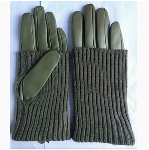 <span class=keywords><strong>Gants</strong></span> d'hiver en cuir véritable pour <span class=keywords><strong>femme</strong></span>, style vintage, en peau d'agneau, avec revers tricoté - Product Image 5