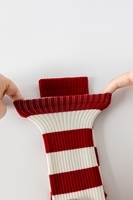 Chaussettes de yoga fines et respirantes à rayures pour femme, idéales pour le Pilates – en polyester/coton tricoté, mi-mollet, antidérapantes avec grip au niveau de la cheville
