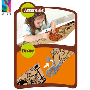 SY TOYS Neues Design Kinder-Dinosaurier Plastik-Schienenauto-Spielzeug Batteriebetrieben DIY Malen und Zeichnen Bausteine Schienenfahrzeug-Set Eisenbahn-Spielzeug - Product Image 5