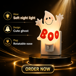Lámpara de Noche LED de Dibujos Animados para Dormitorio, Luz Nocturna para Halloween, Lindo Fantasma BOO, Decoración para Sala de Estar Infantil, Proyección de 7 Colores - Product Image 2