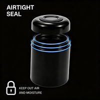 Stoples Kaca Hitam 250ml dengan Termometer Higrometer Digital, Perlindungan UV, Segel Kedap Udara untuk Penyimpanan Herbal, Rempah-rempah, Teh, dan Barang Kering