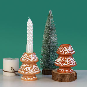 Porte-bougie en céramique créatif en forme de maison et d'arbre en pain d'épices, bougeoir décoratif en gingembre pour la décoration de bureau, de hall d'entrée et de maison - Product Image 3
