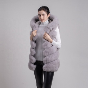 QIUCHEN QC8056 Spedizione Gratuita Nuovo Arrivo Gilet in <span class=keywords><strong>Vera</strong></span> <span class=keywords><strong>Pelliccia</strong></span> di <span class=keywords><strong>Volpe</strong></span> con Cappuccio in Cotone Taglie Forti Alta Qualità Spesso e alla Moda - Product Image 5