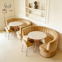 Table ronde en marbre courbée pour restaurant, banquette, canapé, chaise, mobilier pour café