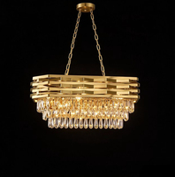 Lustre en cristal décoratif de luxe or/noir, hauteur réglable, luminaire suspendu en cristal pour la maison/l'hôtel (80022-D500)