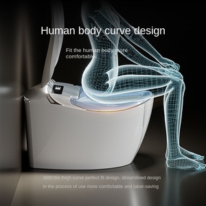 Quality Square Porcelain Floor Mounted WC Smart Automatic Heated Seat Electric Bidet Dual-Flush Remote Control Modern Design - Product Image 4