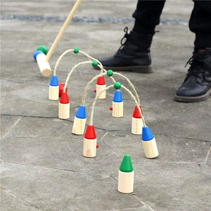 Ensemble <span class=keywords><strong>de</strong></span> <span class=keywords><strong>croquet</strong></span> d'extérieur à quatre joueurs avec balles en bois pour jeux familiaux pour adultes et enfants - Product Image 6