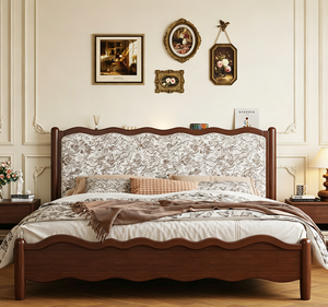 <span class=keywords><strong>Lit</strong></span> en bois massif de style français moderne et vintage avec tête de <span class=keywords><strong>lit</strong></span> capitonnée florale festonnée, cadre de <span class=keywords><strong>lit</strong></span> en noyer avec <span class=keywords><strong>rangement</strong></span> à vérin à gaz - Product Image 3