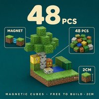 48pcs 259g 내 세계 마그네틱 블록-미니 숲 어린이 교육 퍼즐 빌딩 블록