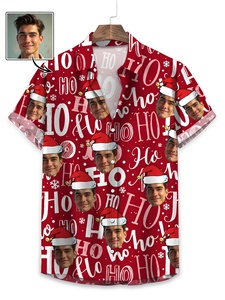 Camicia a maniche corte da <span class=keywords><strong>uomo</strong></span> personalizzata a tema natalizio, stampa personalizzata del viso - Product Image 1