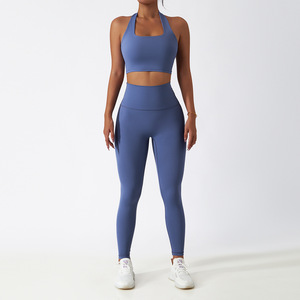 Ensemble de vêtements de sport pour femmes avec logo personnalisé, soutien-gorge de sport sexy à bretelles, veste de yoga à manches longues, vêtements de fitness pour la salle de sport - Product Image 2