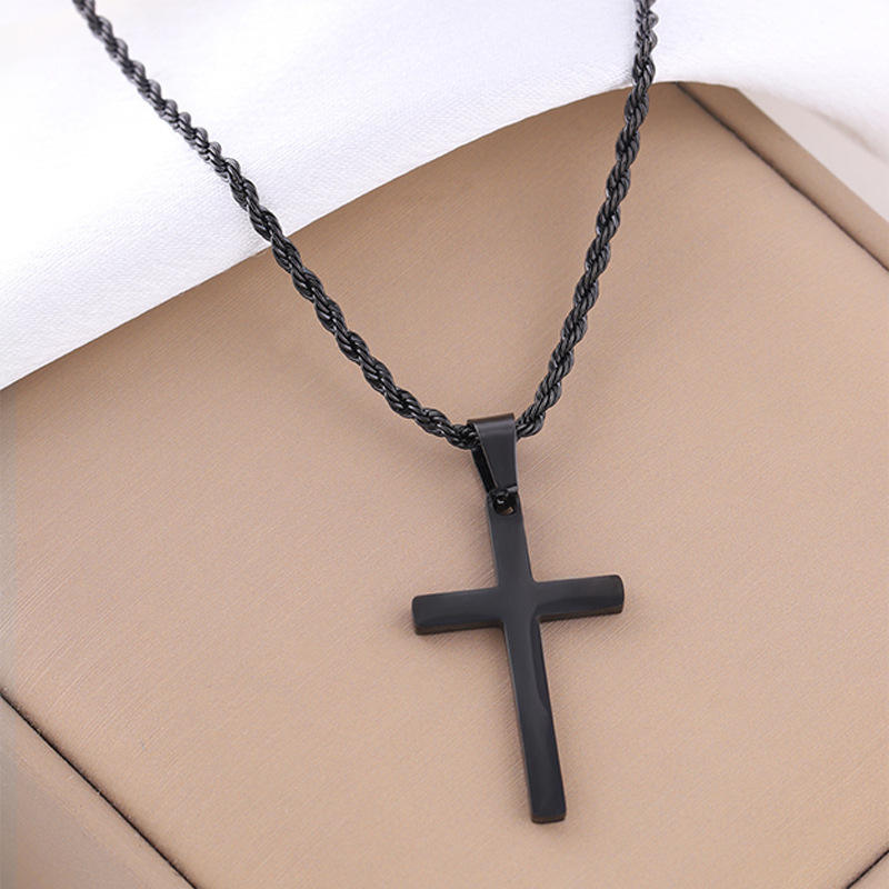 DC-black-twist cross necklace-4
