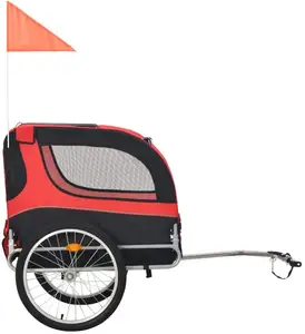 Dog Bike Trailer Foldable Tow Behind Pet Bicycle Trailer Dog Cat Travel Carrier Cycling with Hitch Safety Flag Orange and Brown