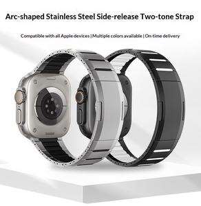 สายนาฬิกาข้อมือสแตนเลสสตีลสุดหรูสำหรับ Apple Watch S11 Ultra 49 มม. SE แบบโค้งสองสี พร้อมตัวล็อคแบบพับได้ - Product Image 5