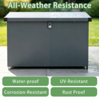 Boîte de rangement extérieure mobile 520L, panneau imperméable monobloc, couvercle en acier galvanisé résistant à la rouille, boîte de rangement pour jardin