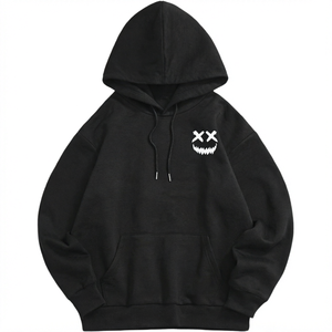 Sweat-shirt à capuche pour homme avec imprimé géométrique noir, coupe ample, manches longues, pour l'automne - Product Image 1