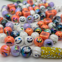 Perles acryliques fantôme et citrouille d'Halloween, peintes aux UV, à trou droit, accessoires de fabrication de bijoux DIY