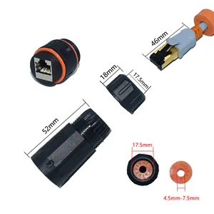 YXY IP68 Ethernet RJ45 Outdoor Waterproof Bulkhead Electrical Cat6 Stp RJ45 Female Connector for Medical Equipment