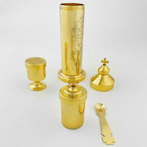 HT din ürün satış yüksek kalite kilise malzemeleri ortodoks aksesuarları dini altın kaplama kilise kutsal su seti - Product Image 4