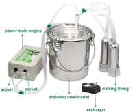 14L Portable entièrement automatique utilisé dans l'industrie animale de la volaille vaches laitières chèvre mouton machine à lait pulsation vache machines à traire