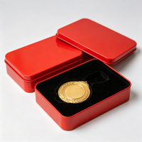 Étui de luxe en étain rouge pour médaille commémorative, porte-badge étoile, avec coussinets de protection premium, fournisseur d'emballages souvenirs