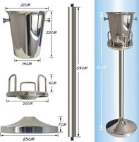 Seau à glace portable moderne en acier inoxydable 3-5L, support martelé, refroidisseur à vin haut pour fêtes, accessoires de bar, barbecue, motif floral argenté