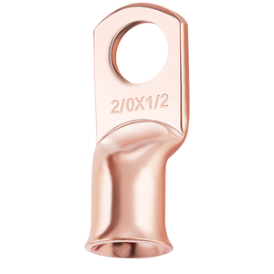 Dowells 100% Copper Tin Plated Crimp Tubular Wire Ring <b>Terminal</b> Lugs for Industrial Use Battery Cable Connectors 2/0 AWG*1/2 - Product Image 1