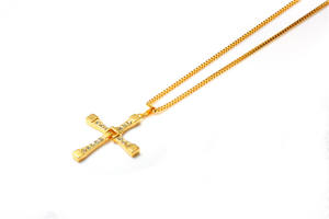 Collana a Croce Fast and Furious Domini <span class=keywords><strong>Toretto</strong></span>, Collana da Uomo alla Moda con Ciondolo a Croce con Zirconi, Pendente Hip Hop con Croce in Zirconia Cubica - Product Image 3
