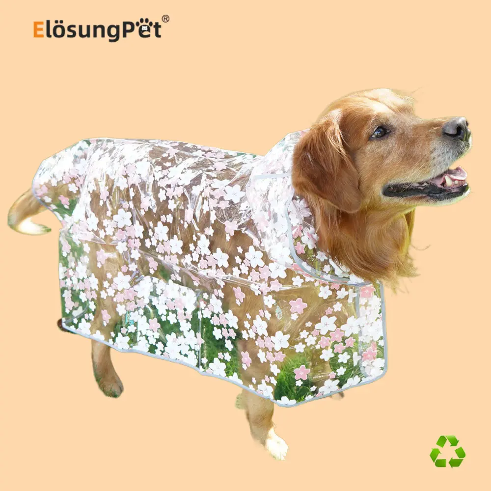[Elosung] pet poncho floral transparente pet-1394