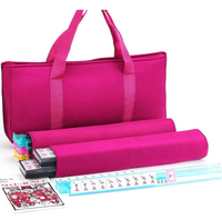 Jeu de Mahjong Américain Professionnel 166 Tuiles Sac Matelassé Bordeaux 4 Supports Intégrés Poussoirs Jeu Portable pour la Maison
