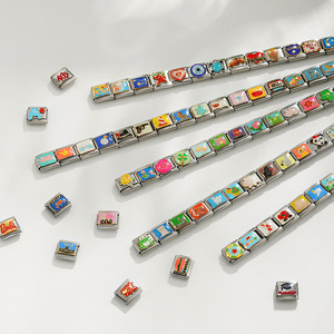 Módulos <span class=keywords><strong>de</strong></span> Dijes para Pulseras Italianas <span class=keywords><strong>de</strong></span> Acero Inoxidable con Incrustaciones <span class=keywords><strong>de</strong></span> Circonita, Diseño <span class=keywords><strong>de</strong></span> Ojo, Luna, Tortuga, Loto y Corazón, Venta Caliente 2025 - Product Image 4