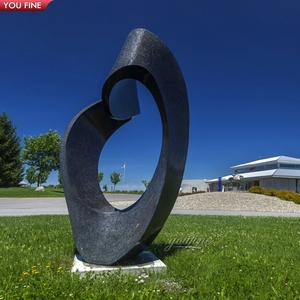 Sculpture abstraite YOUFINE en bronze, profil de visage, statue moderne en colonnes torsadées superposées pour la décoration des parcs et des places en bord de mer - Product Image 6