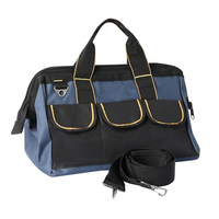 Sac fourre-tout à outils à large bouche avec kit d'outils de base résistant à l'usure pour organisateur et stockage d'outils avec sacs à outils à bandoulière réglable
