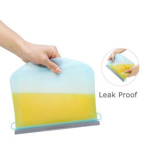 Custom BPA Free Reusable Food Grade Ziplock Silicone Freezer Food Storage <b>Bag</b> <b>Zip</b> <b>Lock</b> Stand up Leakproof Seal Silicon Food <b>Bags</b> - Product Image 3