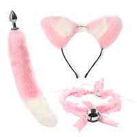 Ensemble érotique pour femmes - Plug anal queue de chat, bâillon buccal, pinces à tétons, collier, accessoires d'entraînement postérieur, jouet SM en cuir