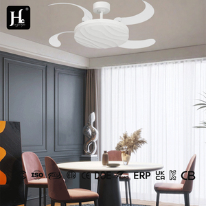 Y363 white retractable LED fan <b>light</b> 42 inch <b>ceiling</b> fan with <b>light</b> and <b>remote</b> <b>control</b> invisible indoor LED fan <b>light</b> - Product Image 3