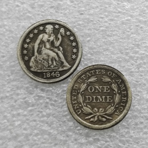 1842-1859 Koin 1 Dime Amerika Serikat "Seated Liberty Dime" Gaya Antik, Koin Peringatan, Hadiah, Dekorasi Rumah - Product Image 3