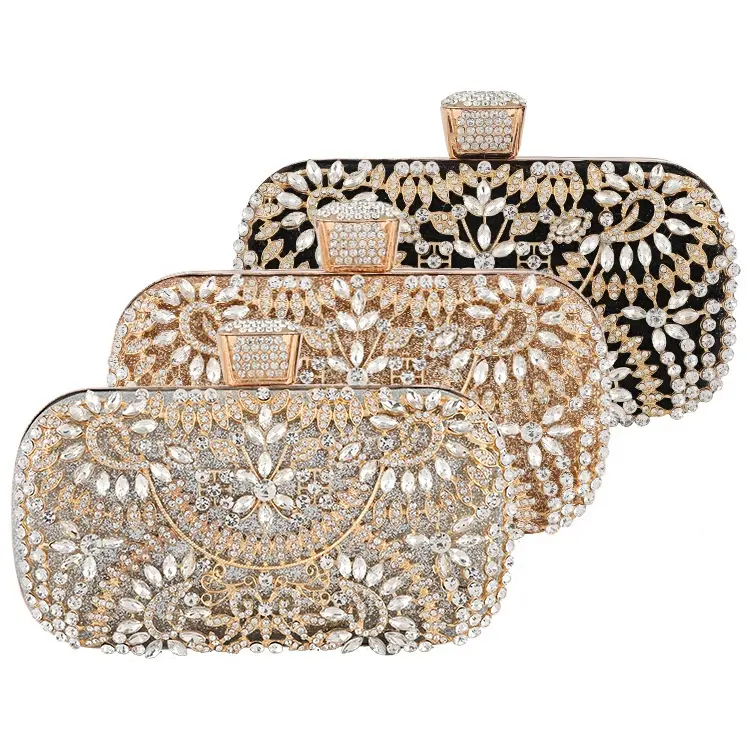 Luxury Diamond Rhinestone Pearls Beaded Wedding Clutch Purse Ladies Bridal rose gold Evening Bag Clutch