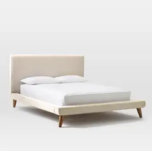 Cadre de lit king size en bois massif, luxueux et moderne, en cuir italien, cadre de luxe