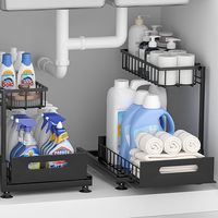 Organisateur de cuisine professionnel : Étagère métallique à double niveau avec tiroirs coulissants, type autoportant, pliable pour épices