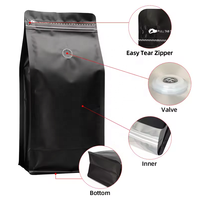 Emballage de grains de café imprimé personnalisé recyclable boîte à fond carré pochette sacs de café 200g 500g 1kg 4oz 8oz support de gâteau de bonbons alimentaires